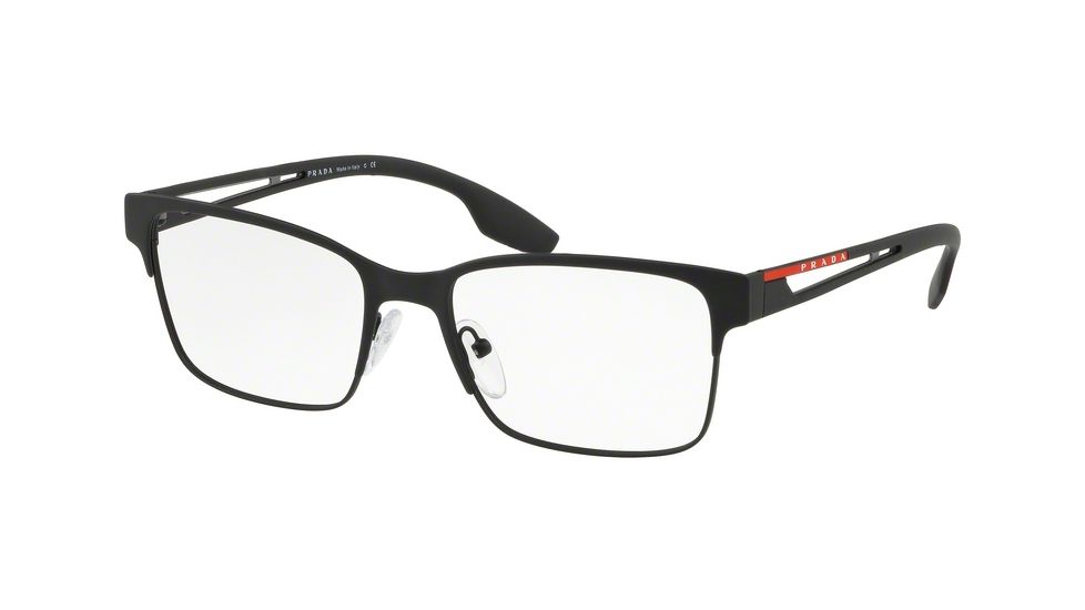 Prada PS55IV Eyeglass Frames DG01O1-55 - Black Rubber Frame