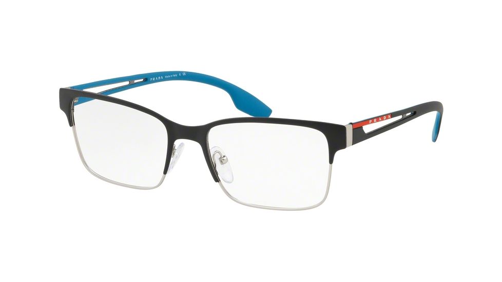 Prada PS55IV Eyeglass Frames YTI1O1-55 - Matte Black/Matte Silver Frame