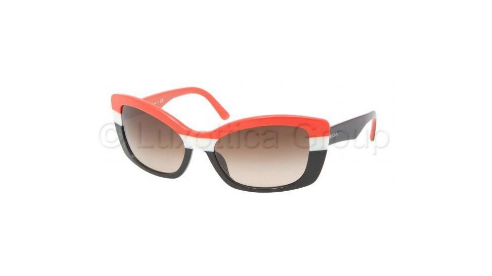 Prada PR03NS Sunglasses with No-Line Progressive Rx Prescription Lenses PR03NS-DAN6S1-5718 - Lens Diameter: 57 mm, Frame Color: Orange / Ivory / Black