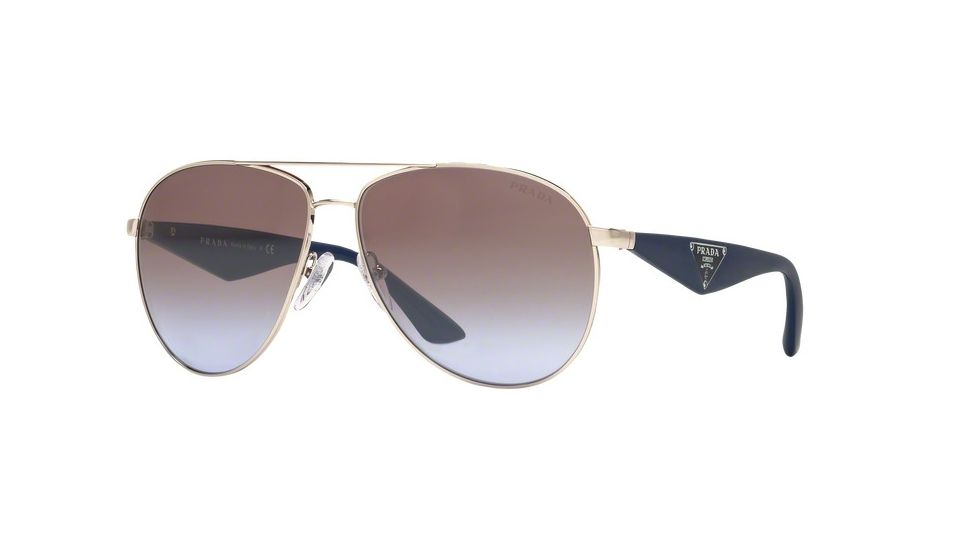 Prada TRIANGLE PR53QS Single Vision Prescription Sunglasses PR53QS-1BC2H2-60 - Lens Diameter 60 mm, Frame Color Silver