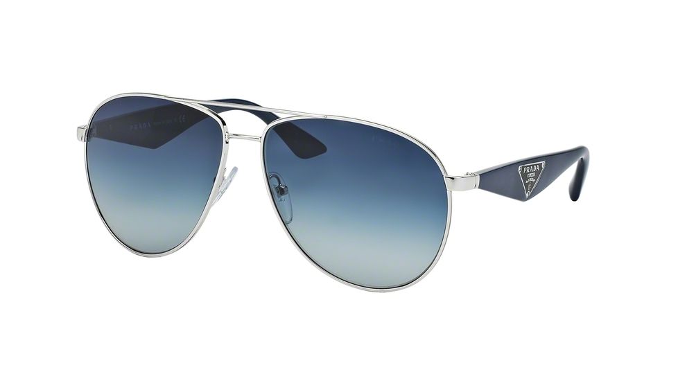 Prada TRIANGLE PR53QS Single Vision Prescription Sunglasses PR53QS-1BC8Z1-60 - Lens Diameter 60 mm, Frame Color Silver