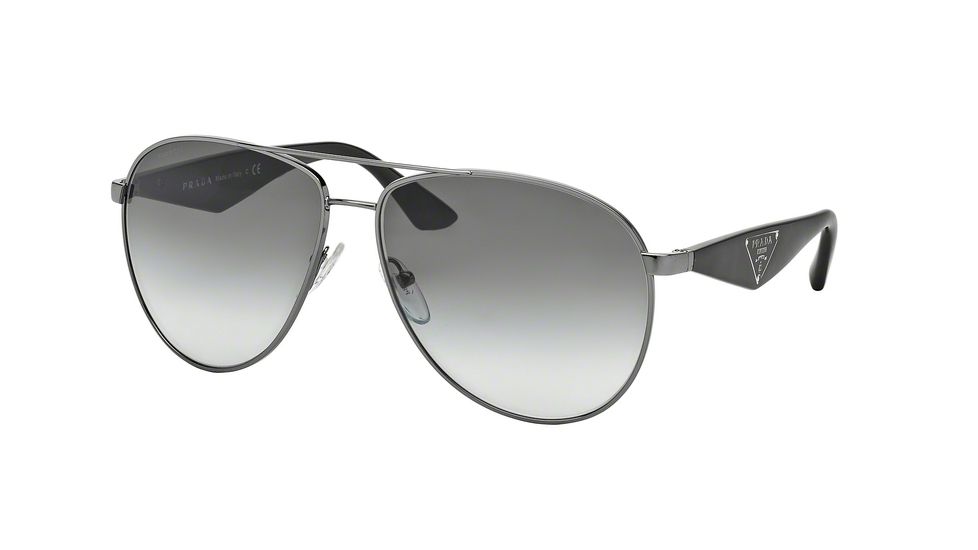 Prada TRIANGLE PR53QS Single Vision Prescription Sunglasses PR53QS-5AV0A7-60 - Lens Diameter 60 mm, Frame Color Gunmetal