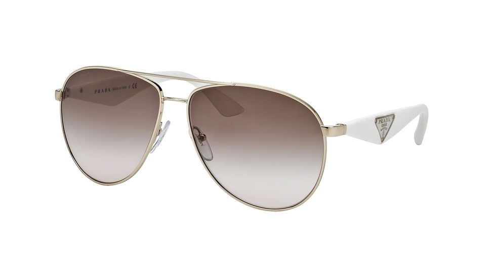Prada TRIANGLE PR53QS Single Vision Prescription Sunglasses PR53QS-ZVN0A6-60 - Lens Diameter 60 mm, Frame Color Pale Gold