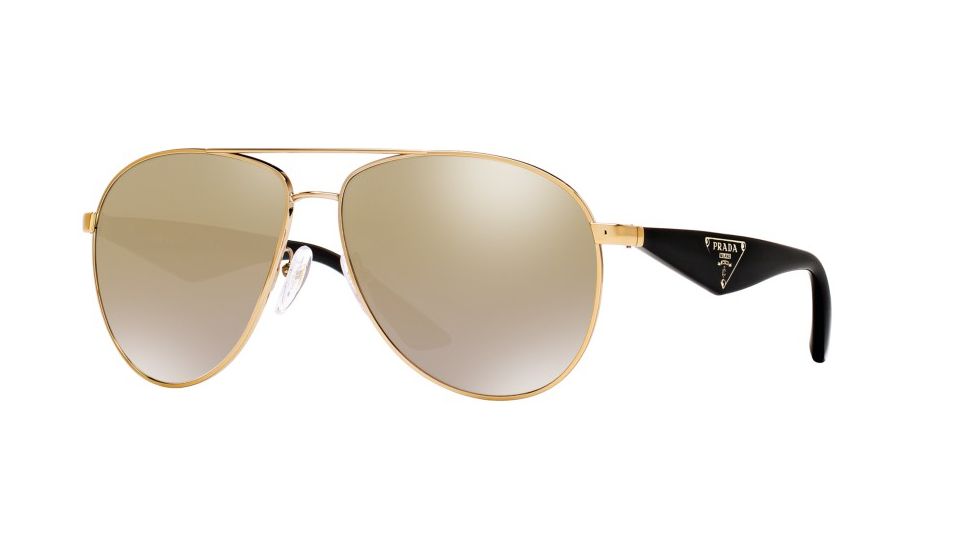 Prada TRIANGLE PR53QS Single Vision Prescription Sunglasses PR53QS-ZVN2G2-60 - Lens Diameter 60 mm, Frame Color Pale Gold