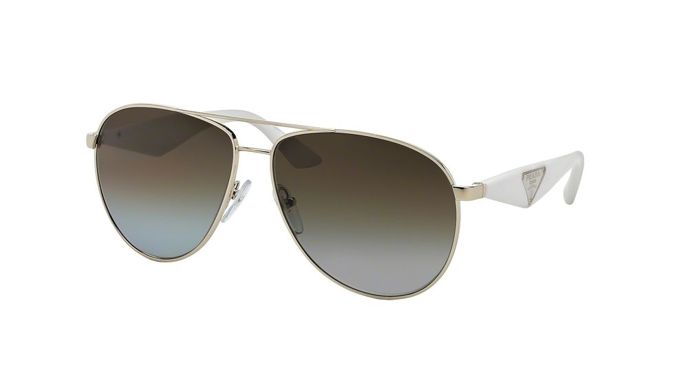 Prada TRIANGLE PR53QS Single Vision Prescription Sunglasses PR53QS-ZVN6E1-60 - Lens Diameter 60 mm, Frame Color Oro Pallido