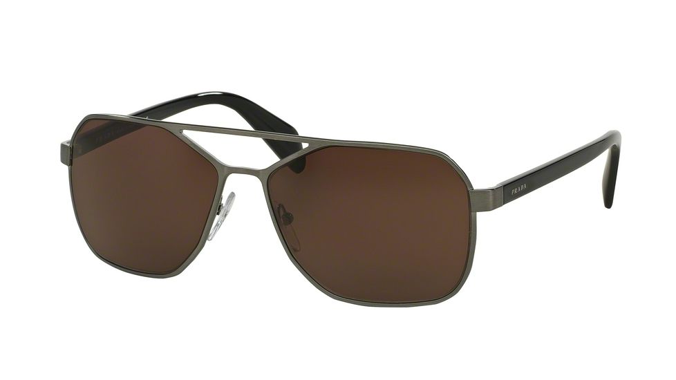 Prada TYPE PR54RS Sunglasses 75S8C1-60 - Brushed Gunmetal Frame, Brown Lenses