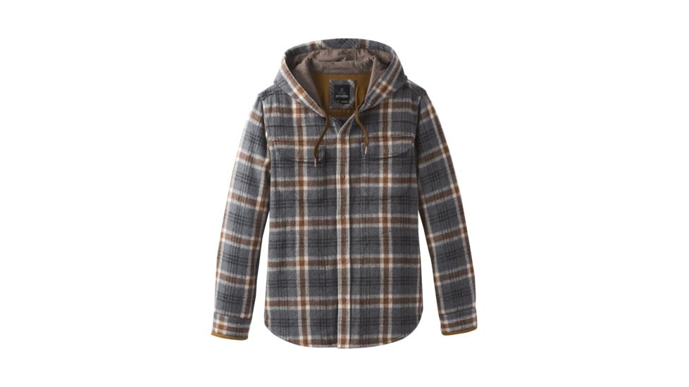 prAna Bolster Long Sleeve Hooded Flannel - Men's, Coal, 3XL, M23181371-COAL-XXXL