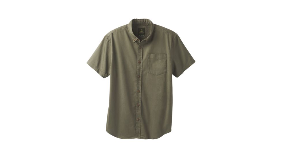 prAna Broderick Solid Short Sleeve Shirt - Men's, Cargo Green, Small, M11170310-CAGR-S