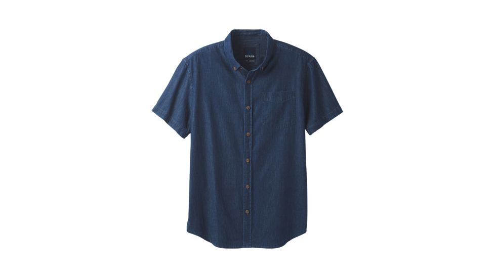 prAna Broderick Solid Short Sleeve Shirt - Men's, Indigo, X-Large, M11170310-IND-XL