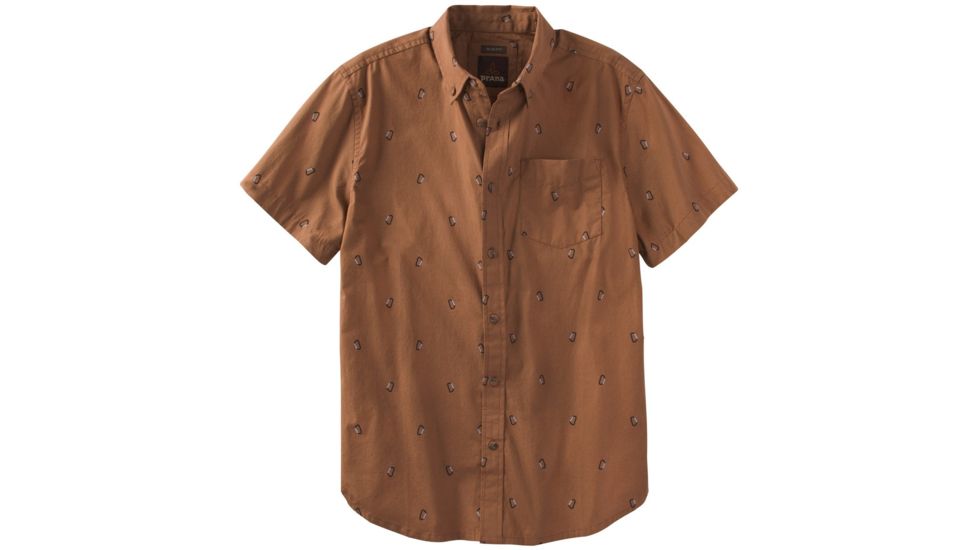 prAna Broderick Solid Short Sleeve Shirt - Men's, Tree Bark, Large, M11170310-TRBA-L