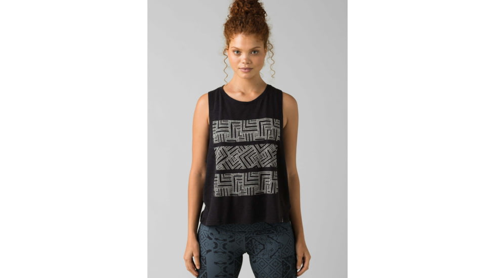 prAna Chez Tank - Womens, Black Right Angles, Large, W11202037-BKRA-L