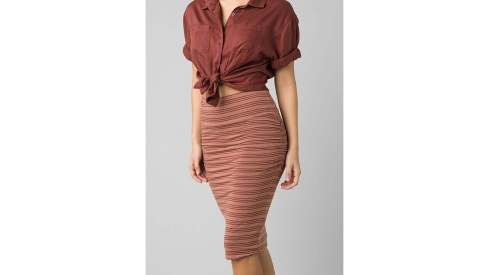 prAna Foundation Skirt - Womens, Vino Heather Stripe, Medium, W31202122-VIHS-M