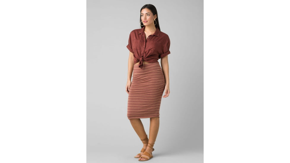 prAna Foundation Skirt - Womens, Vino Heather Stripe, Medium, W31202122-VIHS-M