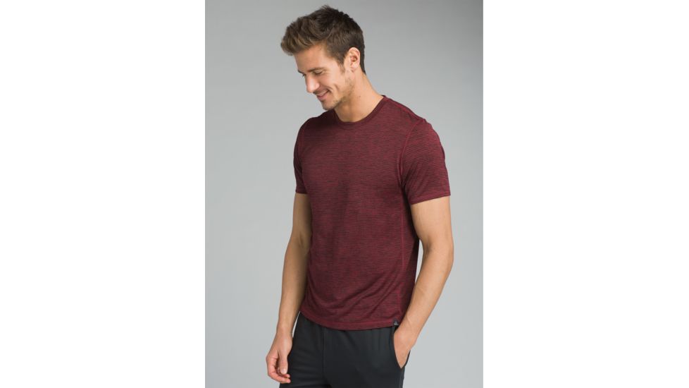 prAna Hardesty Short Sleeve T-Shirt - Men's, Black Cherry Stripe, Medium, M11170402-BCST-M