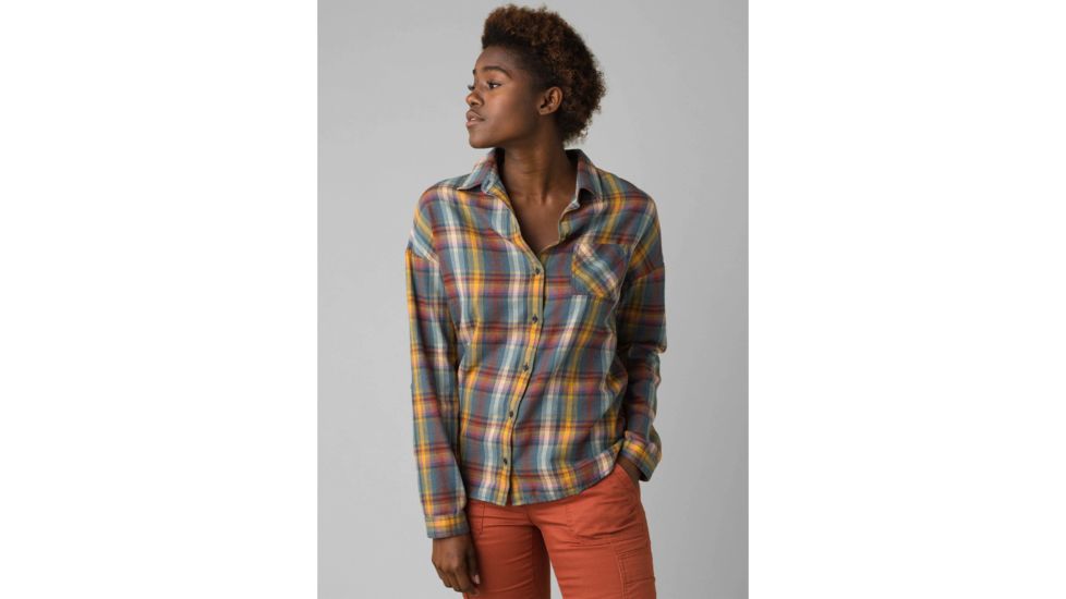prAna Percy Top - Womens, Nickel Plaid, Medium, W21180493-NIPD-M