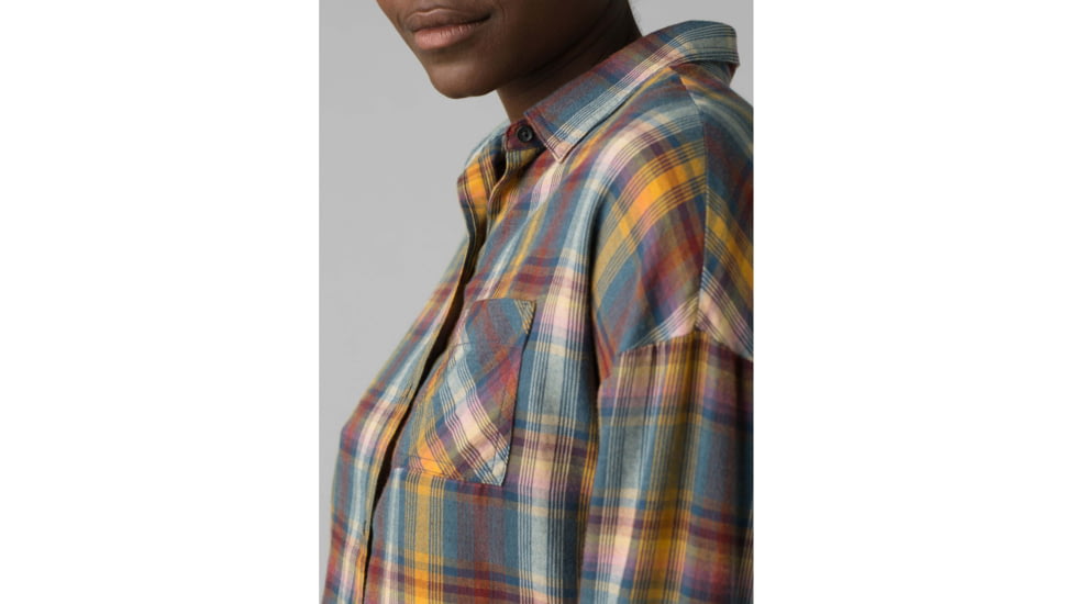 prAna Percy Top - Womens, Nickel Plaid, Medium, W21180493-NIPD-M