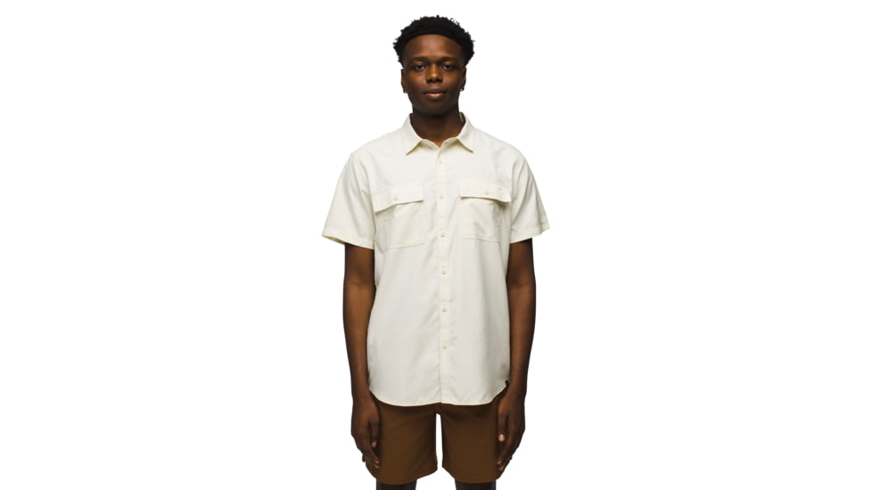 prAna Lost Sol Short Sleeve Shirt Standard Fit - Mens, Chalk, XXL, 1972351-101-ST-XXL
