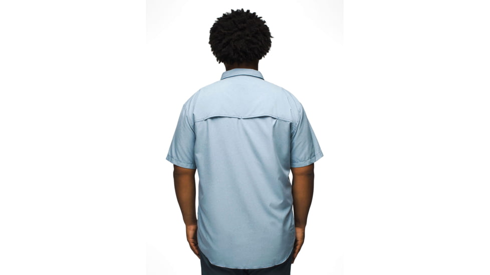 prAna Lost Sol Short Sleeve Shirt Standard Fit - Mens, Chambray Heather, M, 1972351-401-ST-M