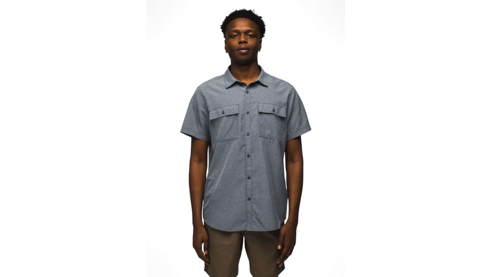 prAna Lost Sol Short Sleeve Shirt Standard Fit - Mens, Nautical Heather, S, 1972351-400-ST-S