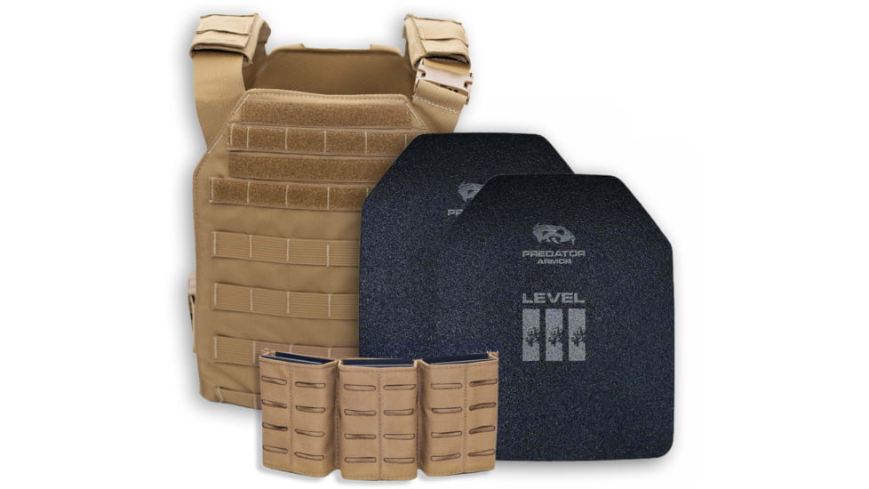 Predator Armor Polyethylene Level III Loaded Bundle, Coyote, 16x12, BDL-3PLYLBDL-CY