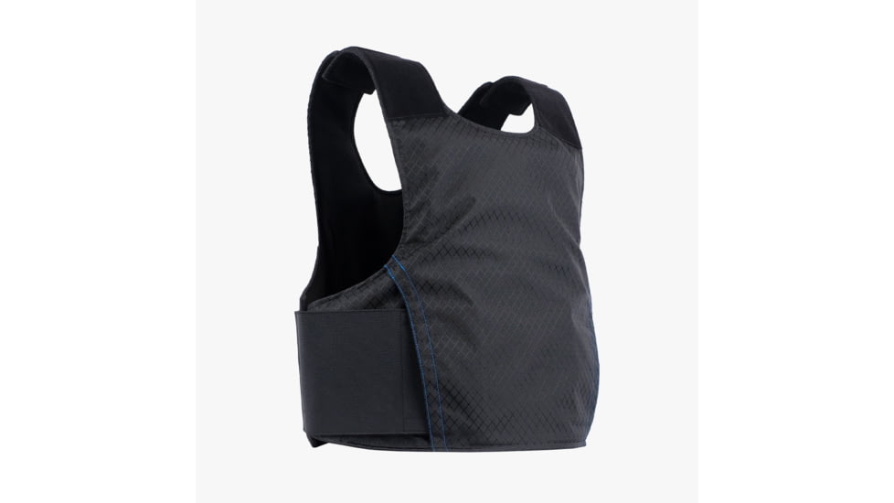 Premier Body Armor Concealable Armor Vest w/ Level IIIA Panel, Black With Blue Stitching, Large, CAV-BLACK-LARGE