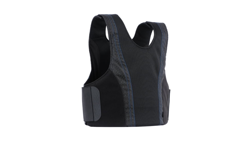 Premier Body Armor Concealable Armor Vest w/ Level IIIA Panel, Black With Blue Stitching, Large, CAV-BLACK-LARGE