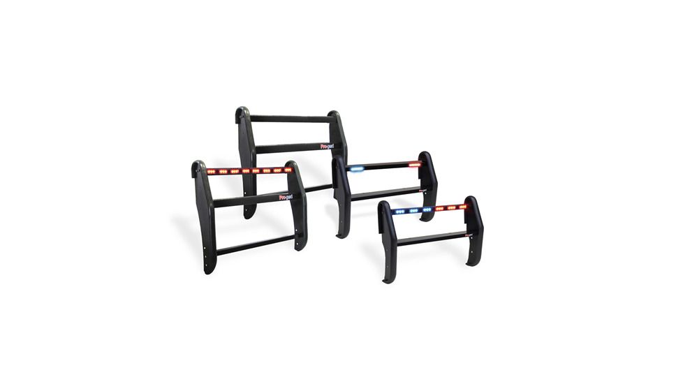 Pro-Gard Industries Black Powder Coated Steel, Standard Push Bumper With Integrated, Six Head, All Red Tir3 Led Lightbar - PB36INT13LEDR