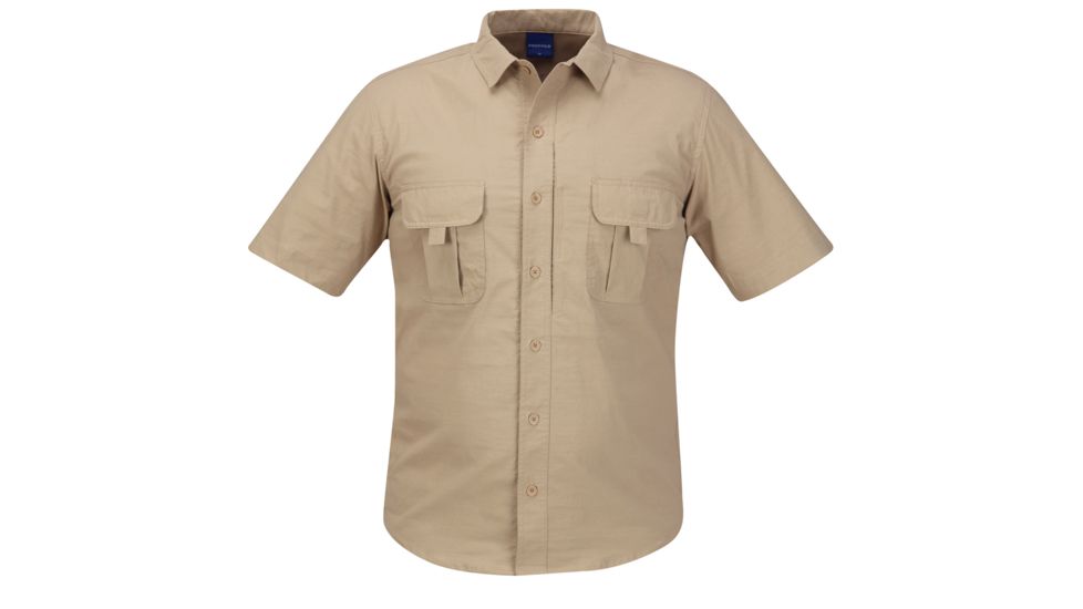 PROPPER Summerweight Tactical Mens Short Sleeve Shirt, Khaki, L F53743C250L