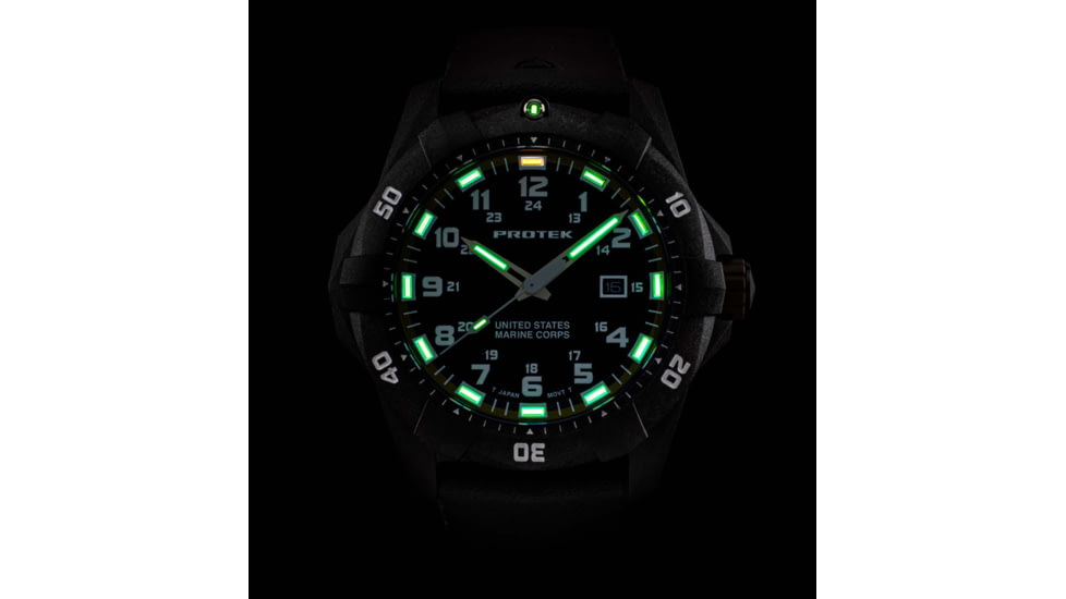 ProTek Carbon USMC Dive Watch, Carbon Case/Black&amp;Blue Dial/Black Strap, One Size, PT1013