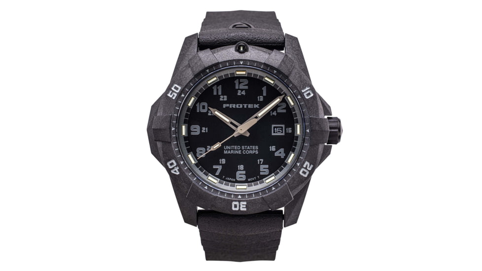 ProTek Carbon USMC Dive Watch, Carbon Case/Black Dial/Black Strap, One Size, PT1011