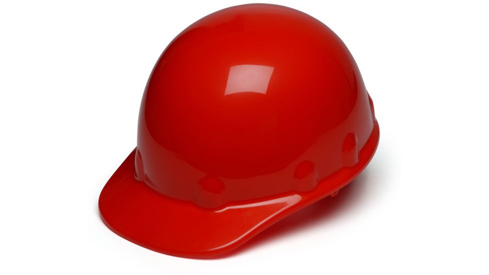 Pyramex Sleek Shell Cap Style 4 Point Ratchet Suspension Hard Hat - Red HPS14120