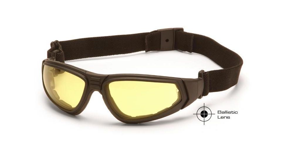 Pyramex XSG Tactical Glasses - Amber Ballistic Anti-Fog Lens, Black Frame GB4030BST