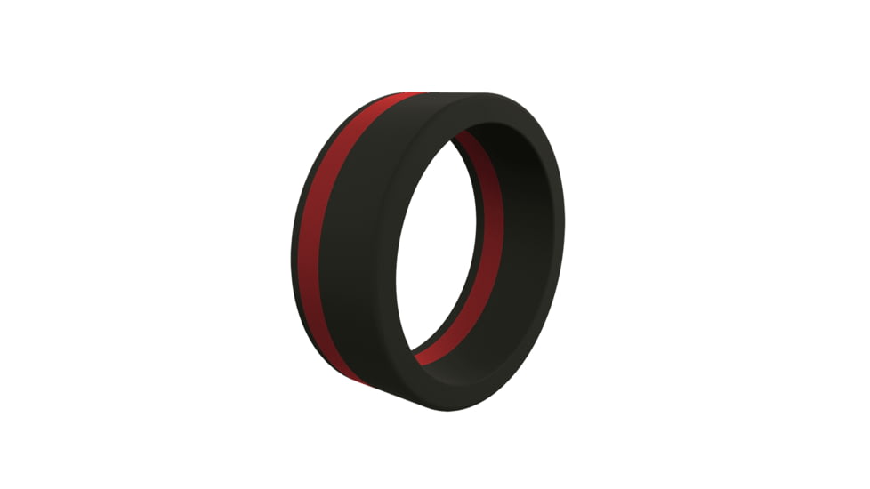 QALO Mens Pinstripe Silicone Ring, Black/Red, 13, QS9-MPR13