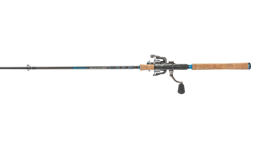 Quantum Benchmark Spinning Reel and Rod Combo, 7ft, 1-PC, Medium-Light, Fast Rod, Graphite Composite Blank, SZ 3000 Reel, 5+1 Bearings, 6.2-1 Ratio, Silver/Blue, BK3000701ML815.P2