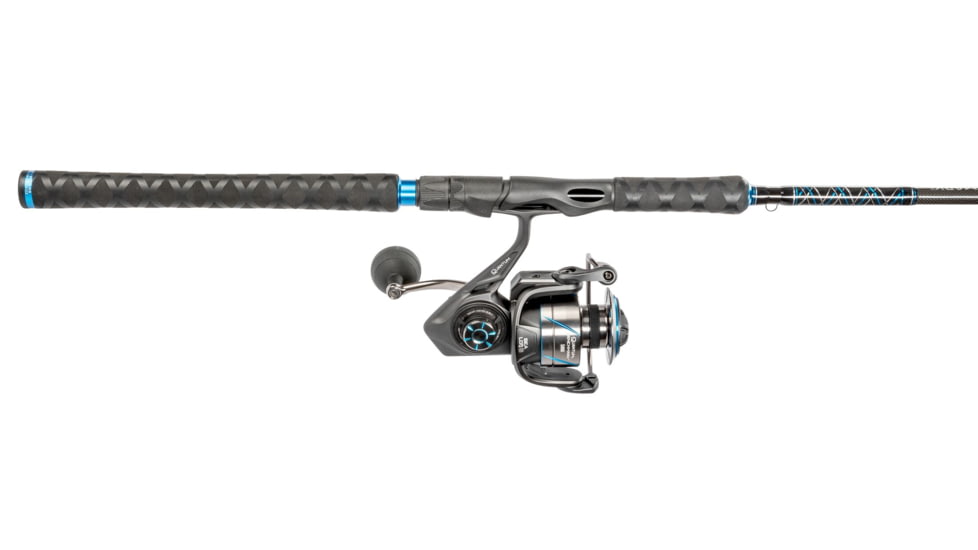 Quantum Benchmark Spinning Reel and Rod Combo, 7ft, 1-PC, Medium, Fast Rod, Graphite Composite Blank, SZ 5000 Reel, 5+1 Bearings, 5.6-1 Ratio, Silver/Blue, BK5000701M1220.P2