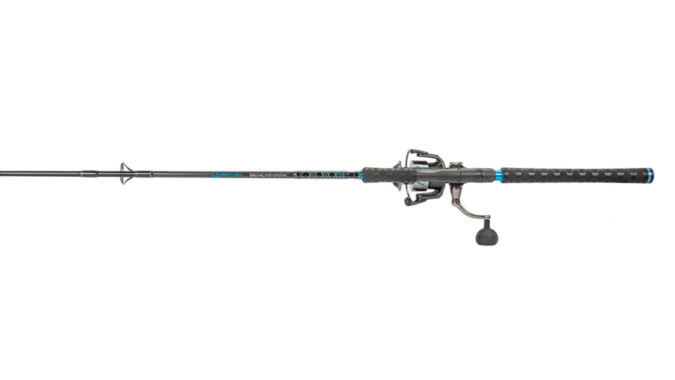 Quantum Benchmark Spinning Reel and Rod Combo, 7ft, 1-PC, Medium, Fast Rod, Graphite Composite Blank, SZ 5000 Reel, 5+1 Bearings, 5.6-1 Ratio, Silver/Blue, BK5000701M1220.P2