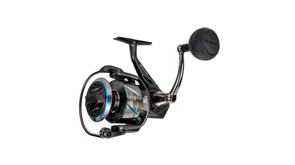 Quantum Benchmark Spinning Reel and Rod Combo, 7ft, 1-PC, Med-Heavy, Moderate-Fast Rod, Graphite Composite Blank, SZ 6000 Reel, 5+1 Bearings, 5.6-1 Ratio, Silver/Blue, BK6000701MH1225.P2