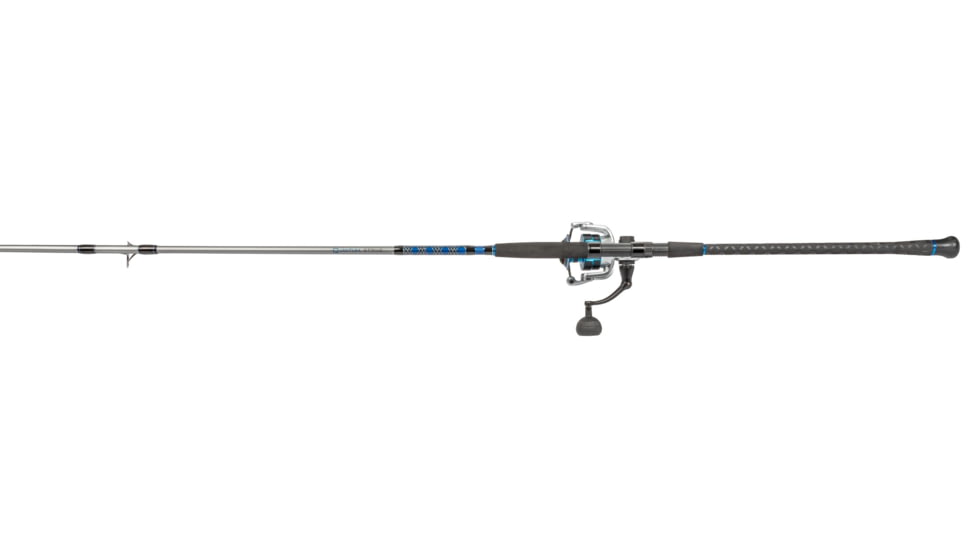 Quantum Strive Spinning Reel and Rod Combo, 8ft, 2-PC, Medium-Heavy, Moderate-Fast Rod, Graphite Composite Blank, SZ 5000 Reel, 4+1 Bearings, 5.6-1 Ratio, Silver/Blue, SV5000802MH1225.P2