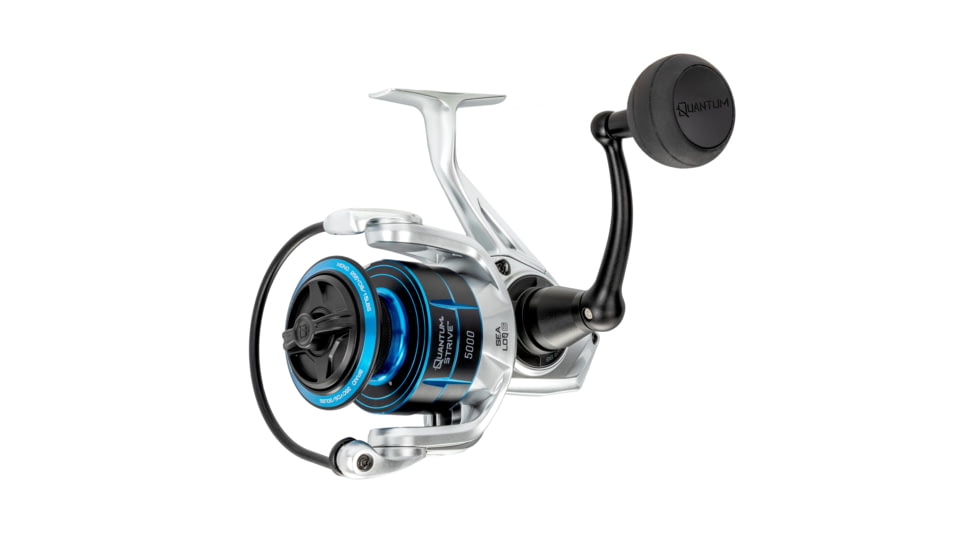 Quantum Strive Spinning Reel and Rod Combo, 7ft, 1-PC, Medium, Fast Rod, Graphite Composite Blank, SZ 5000 Reel, 4+1 Bearings, 5.6-1 Ratio, Silver/Blue, SV5000701M1220.P2