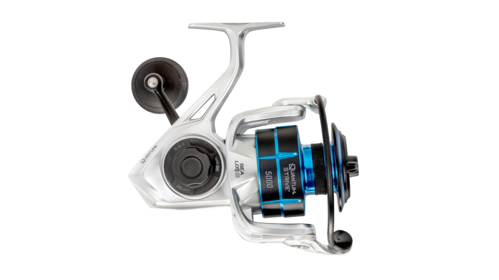Quantum Strive Spinning Reel and Rod Combo, 7ft, 1-PC, Medium, Fast Rod, Graphite Composite Blank, SZ 5000 Reel, 4+1 Bearings, 5.6-1 Ratio, Silver/Blue, SV5000701M1220.P2