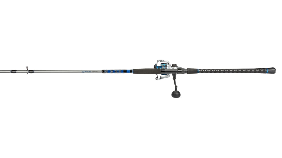 Quantum Strive Spinning Reel and Rod Combo, 9ft, 2-PC, Medium-Heavy, Moderate-Fast Rod, Graphite Composite Blank, SZ 6000 Reel, 4+1 Bearings, 5.6-1 Ratio, Silver/Blue, SV6000902MH1530.P2