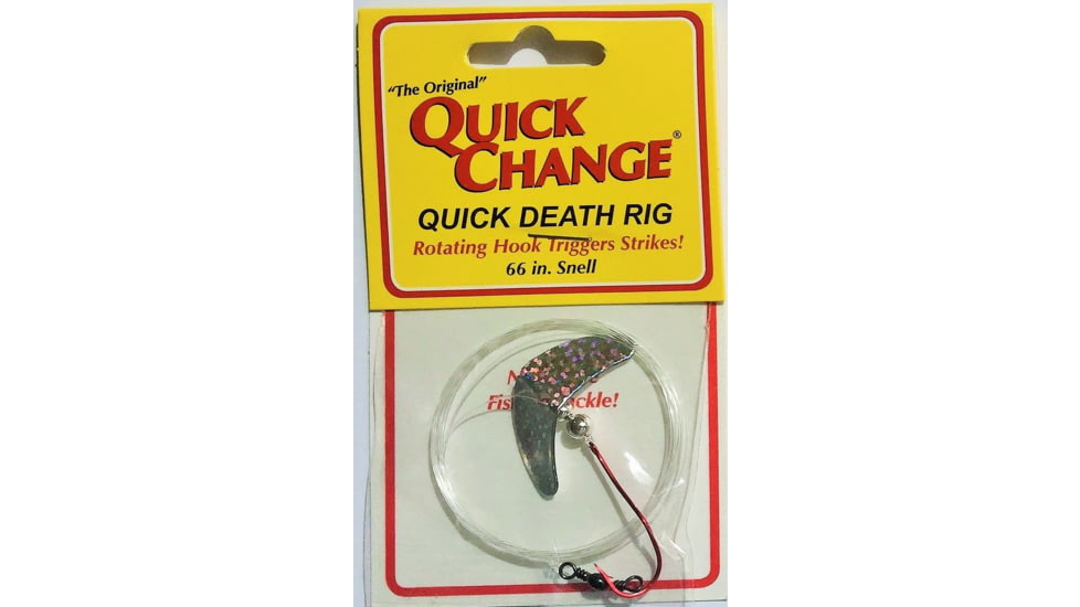 Quick Change Quick Death -1 1/2in Wing Rig- SZ 2 Quick Death Hook- 66in 14# test- Silver Minnow, QW21