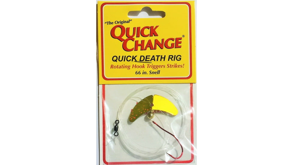 Quick Change Quick Death- 1 1/2inin Wing Rig- SZ 2 Quick Death Hook- 66in 14# test -Gold Shiner, QW22