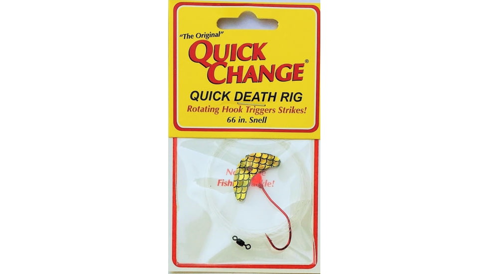 Quick Change Quick Death- 1in Wing Rig- SZ 2 Quick Death Hook- 66in 14# test -Gold Shiner, QW2