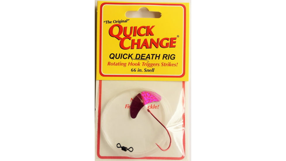 Quick Change Quick Death- 1in Wing Rig- SZ 2 Quick Death Hook- 66in 14# test - PINK, QW7