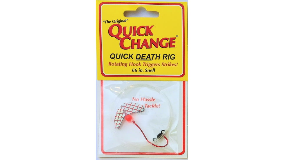 Quick Change Quick Death -1in Wing Rig- SZ 2 Quick Death Hook- 66in 14# test- Silver Minnow, QW1