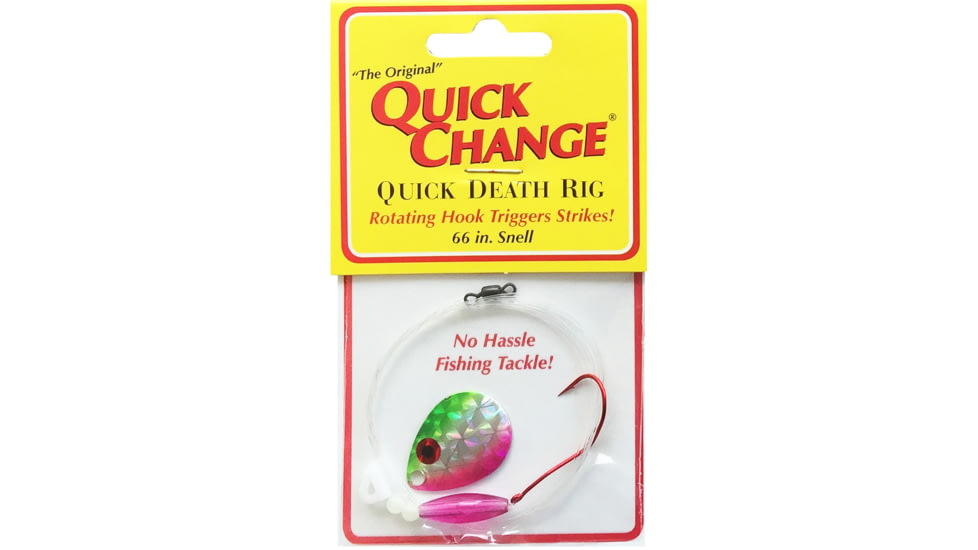 Quick Change Quick Death Spinner Rig, One #2 QD Red Hook 66in 14lb Snell, Sz3 Colo blade, Smelt 1/CD, QDFB3