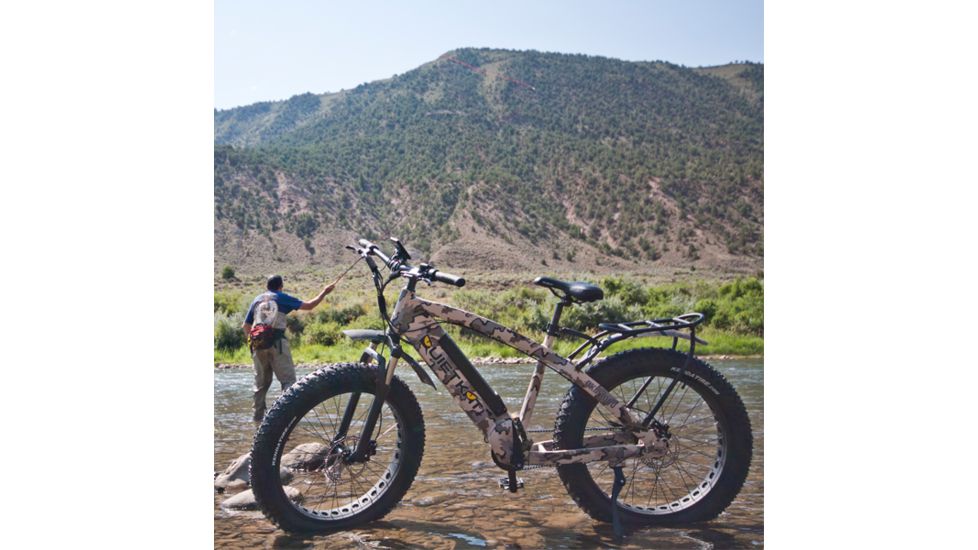 QuietKat Apex 1000W Electric Bike, w/ Mid-Drive Motor, Chain Drive, 9 Speed, Air Suspension Fork, Hydraulic Disc Brakes, Camo, One Size Fits Most, 18QKM1000CCAH-CAM