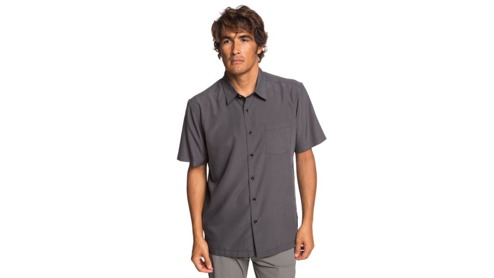 Quiksilver Waterman Cane Island Short Sleeve Shirt - Mens, Black, Small, EQMWT03234-KVJ0-S