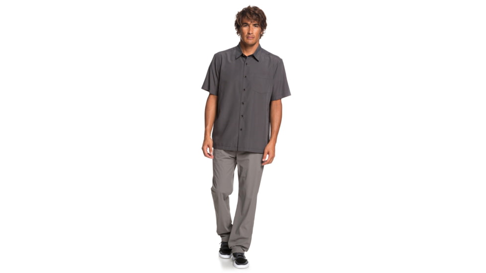 Quiksilver Waterman Cane Island Short Sleeve Shirt - Mens, Black, Small, EQMWT03234-KVJ0-S